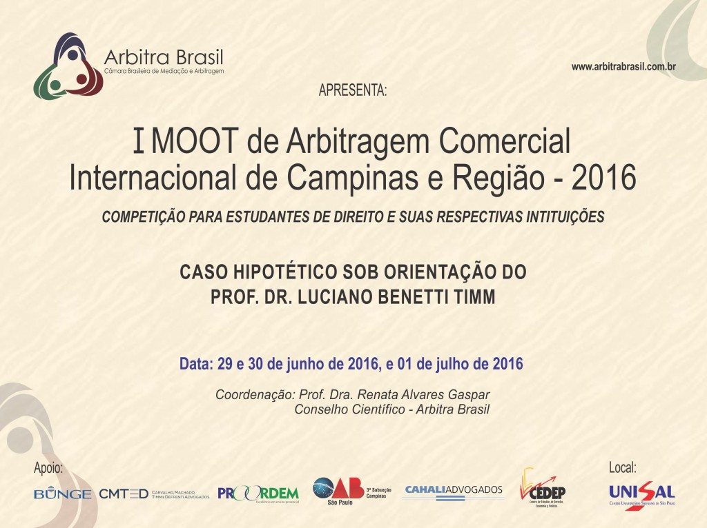 I Moot de arbitragem - folheto 30-09-2015